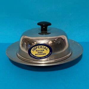 Covered Butter Dish In Chrome Made By Imperial. Vintage. Mid Century Modern